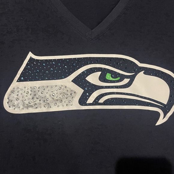 NFL Pink By Victoria's Secret Seattle Seahawks Burnout T-Shirt W/Crystals- Small - Picture 3 of 7